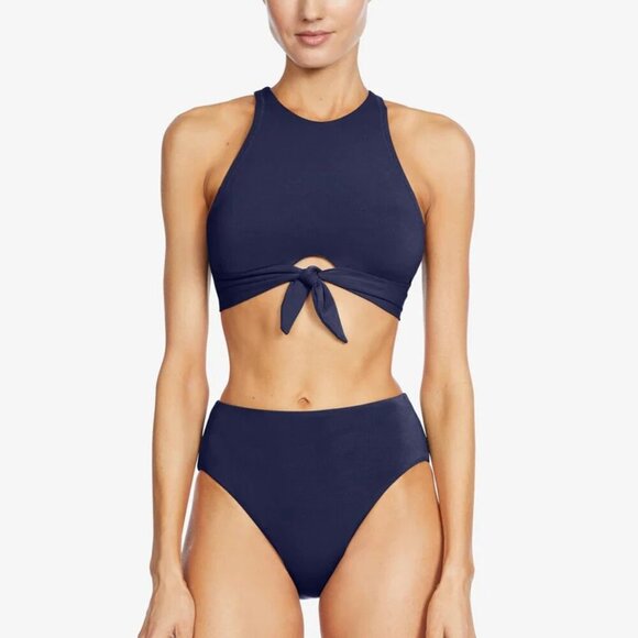 NWT Robin Piccone Ava High Waist Bikini Bottom – Size L - Picture 1 of 2